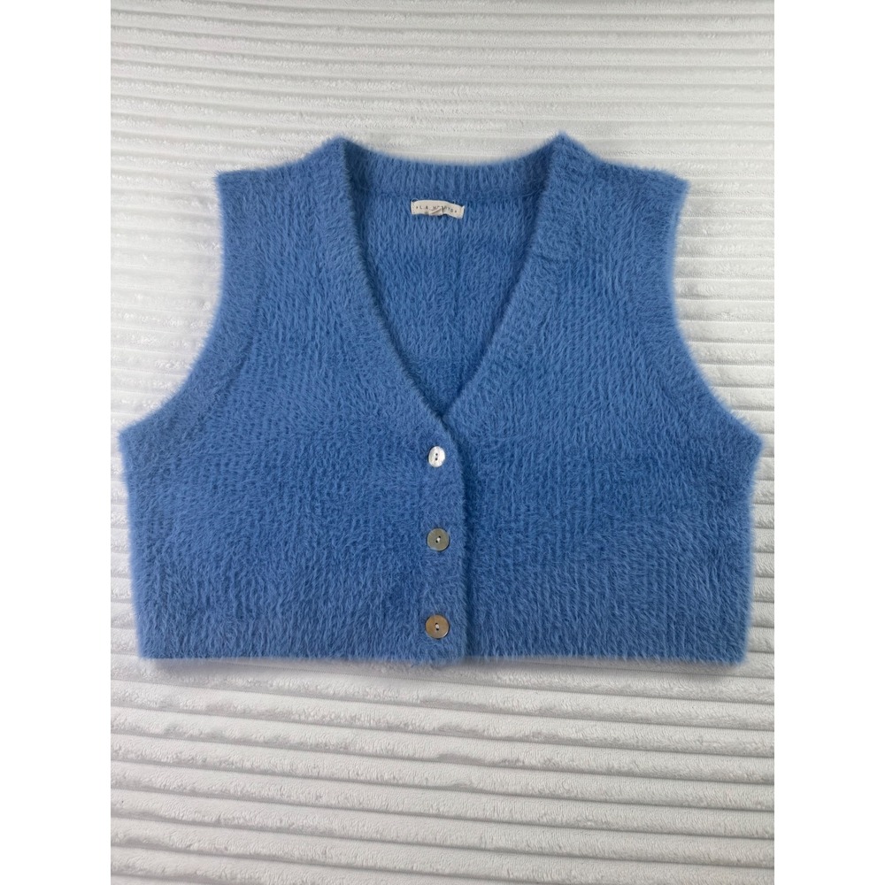 L.A. Hearts Fuzzy Knit Cropped Sweater Women's L Vest Cardigan V-Neck Size L